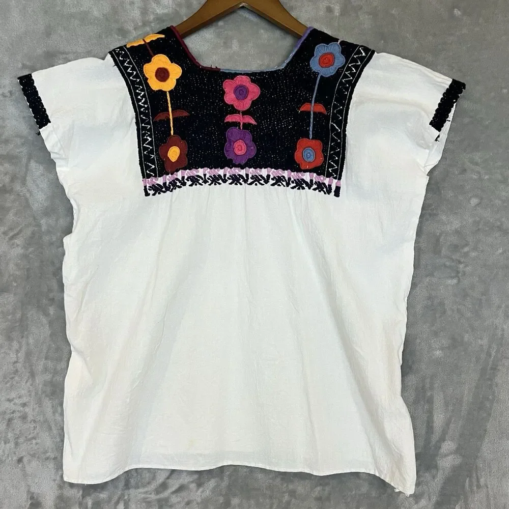 Boho Jane Embroidered Floral Top Size M Bohemian Peasant Festival Blouse - Picture 6 of 9